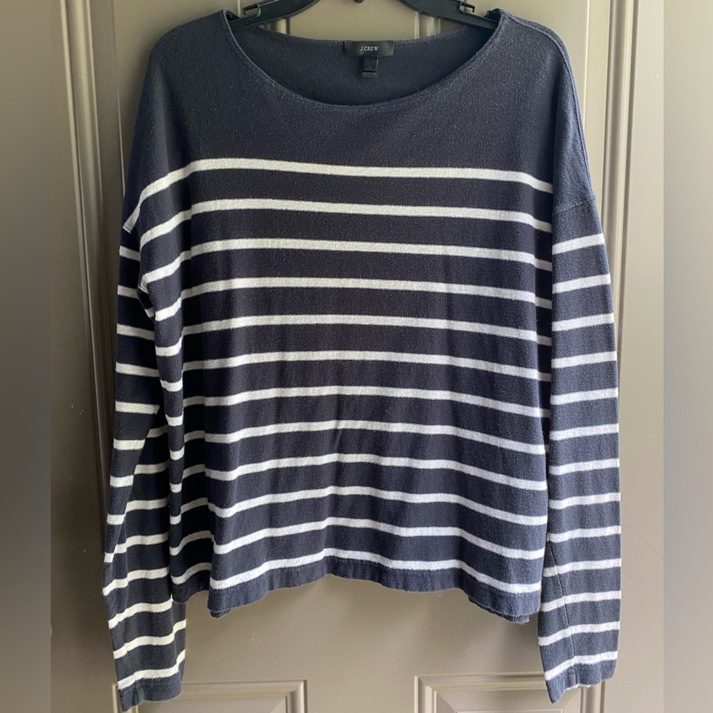 J. Crew Relaxed-fit Striped Boatneck Sweater size Large